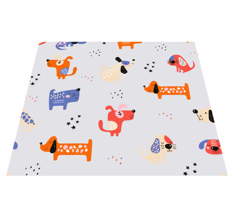 Vinyylimatto makuuhuoneeseen kuvitetuilla koirilla - Tenstickers