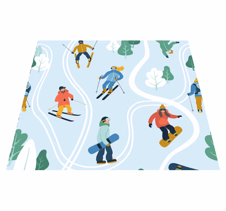 Vinyylimatto makuuhuoneeseen sininen hiihtoteema - Tenstickers