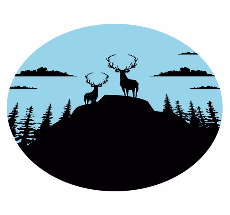 Luonto vinyylimatto vuori ja peurat - Tenstickers