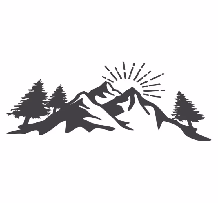 Luonto vinyylimatto aurinkoinen vuoristohorisontti - Tenstickers
