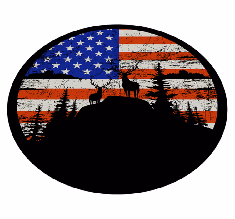 Luonto vinyylimatto amerikkalainen lippuvuori silhouette - Tenstickers