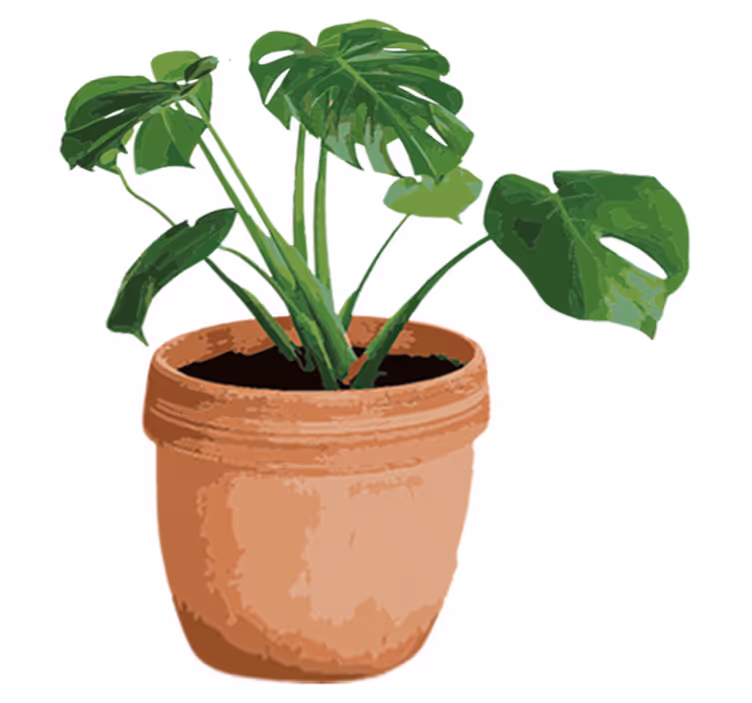 Kukka vinyylimatto yksinkertainen monstera ruukku - Tenstickers
