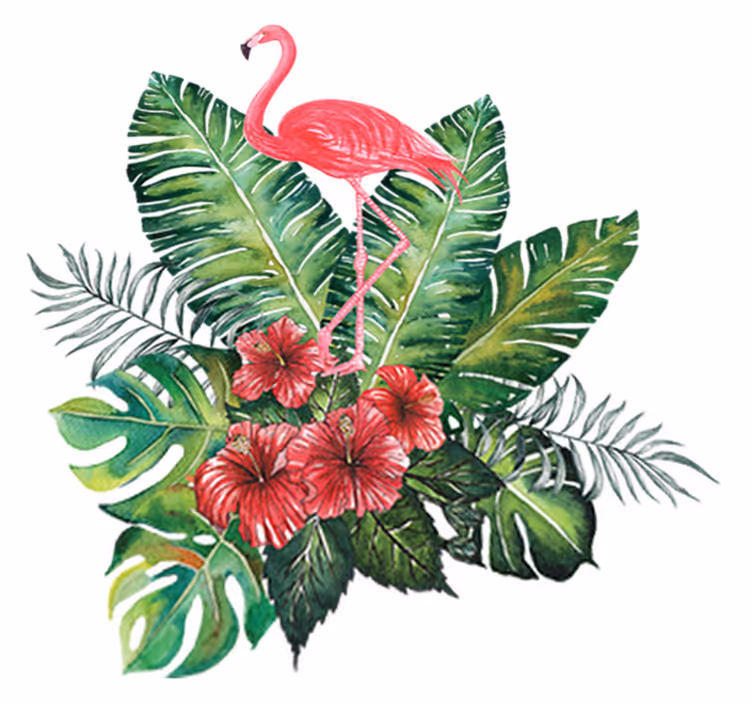 Suuri trooppinen flamingo kukka vinyylimatto - Tenstickers