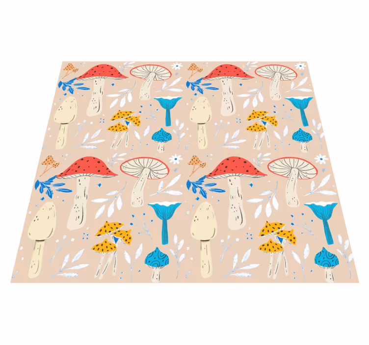 Klassiset sienet beige tausta kukka vinyylimatto - Tenstickers