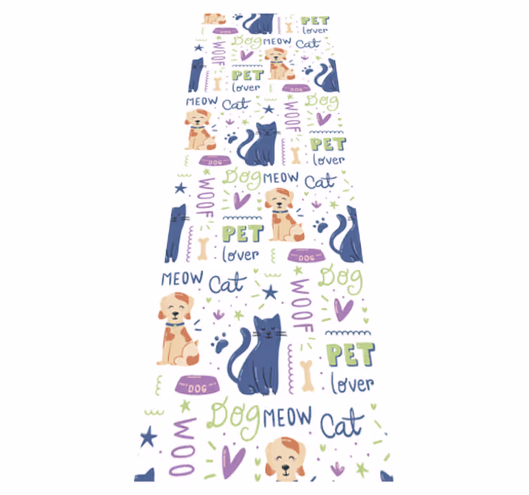Vinyylimatto makuuhuoneeseen värikkäillä koirapiirroksilla - Tenstickers