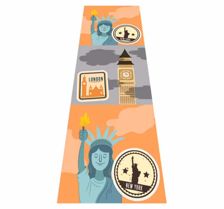 Vinyylimatto makuuhuoneeseen nyc ja lontoo -kollaasi - Tenstickers