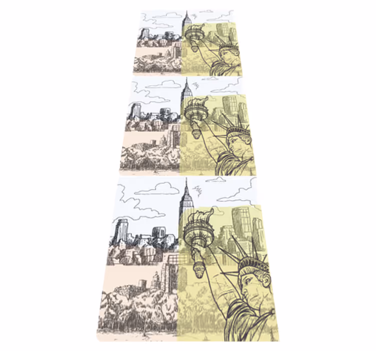 Vinyylimatto makuuhuoneeseen vintage new york -kollaasilla - Tenstickers