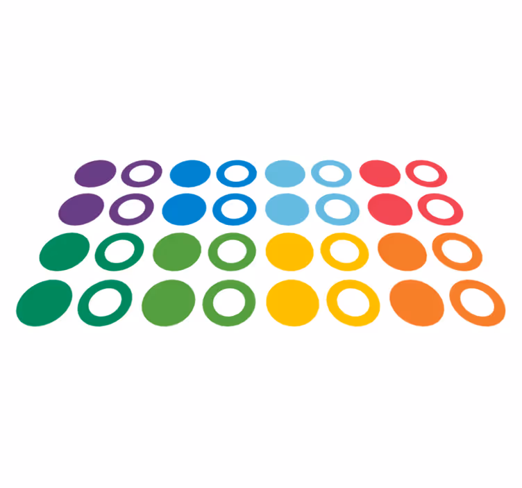 Sateenkaaren värit ympyrät geometrinen vinyylimatto - Tenstickers