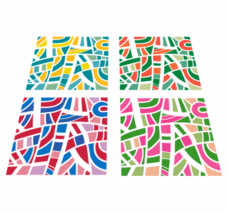 Moniväriset laatat geometrinen vinyylimatto - Tenstickers