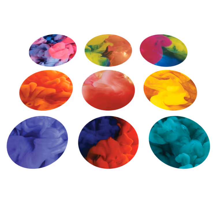 Geometrinen vinyylimatto värikkäillä savustetarroilla - Tenstickers
