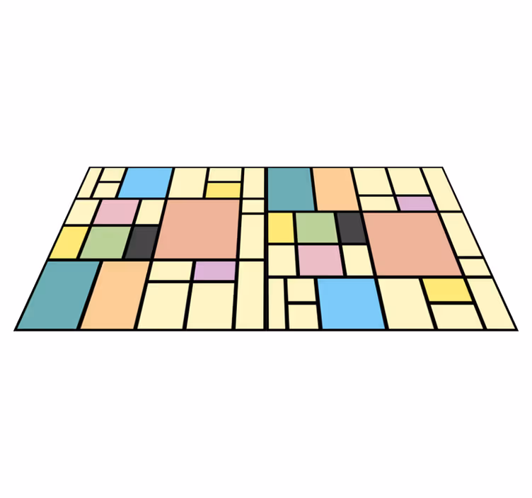 Geometrinen vinyylimatto värikkäistä paloista - Tenstickers