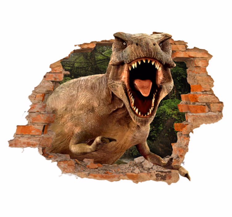 Lastenhuone vinyylimatto 3d t-reksin seikkailu - Tenstickers