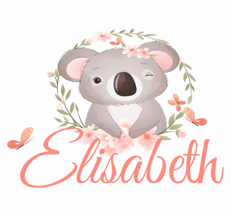 Söpöt eläimet koala nimellä lastenhuone vinyylimatto - Tenstickers