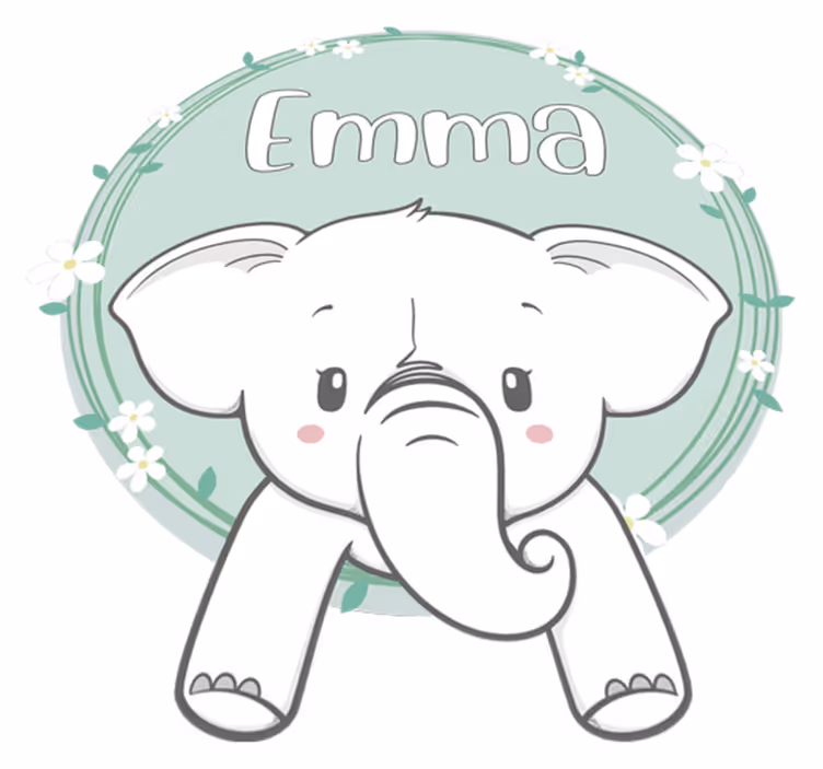 Elefantti nimellä lastenhuone vinyylimatto - Tenstickers
