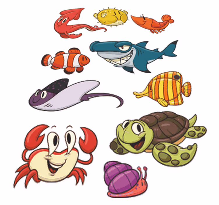 Värikkäät kalat lastenhuone vinyylimatto - Tenstickers