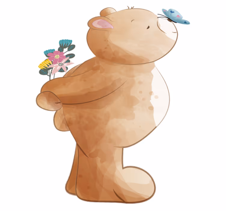 Lastenhuoneen tarra karhulla ja perhosella - Tenstickers