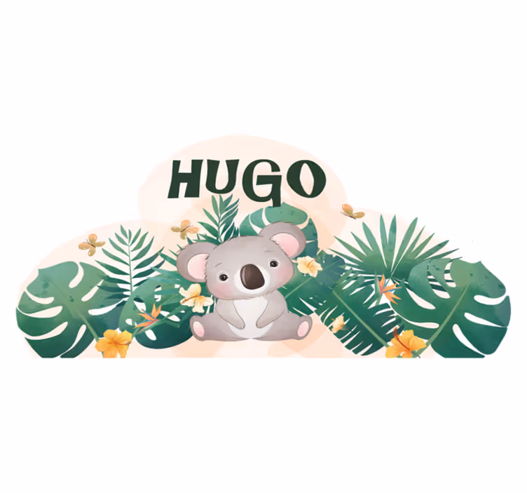 Söpö koala pojalle nimellä lastenhuone vinyylimatto - Tenstickers