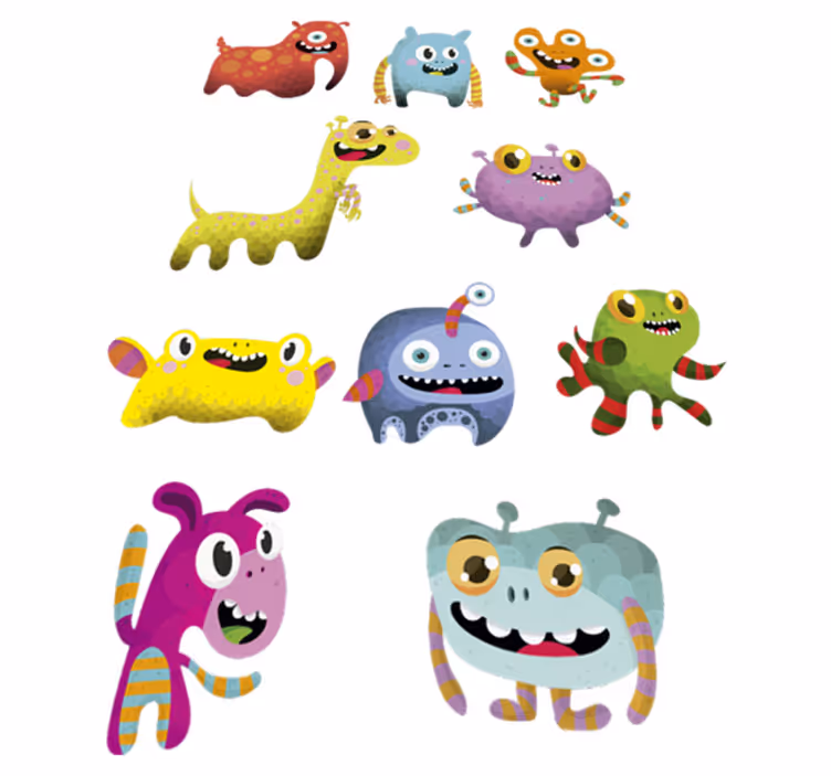 Lastenhuone vinyylimatto avaruuden monsterikokoelma - Tenstickers