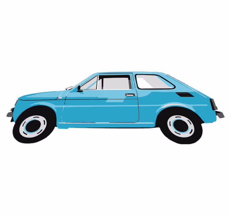 Lastenhuone vinyylimatto sininen vintage-auto - Tenstickers