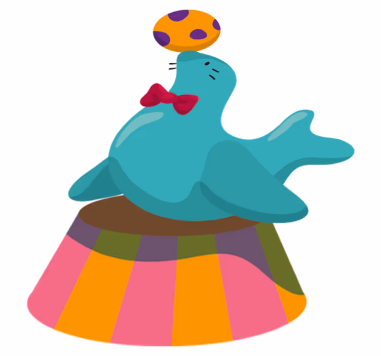 Sirkusfoka pallolla lastenhuone vinyylimatto - Tenstickers