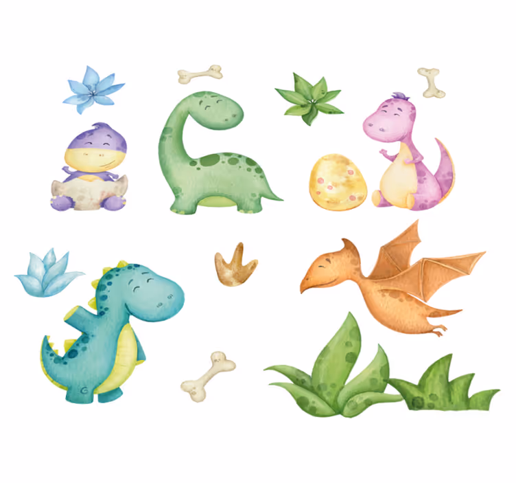 Vinyylimatto makuuhuoneeseen pohjoismaisella dinosauruksella - Tenstickers