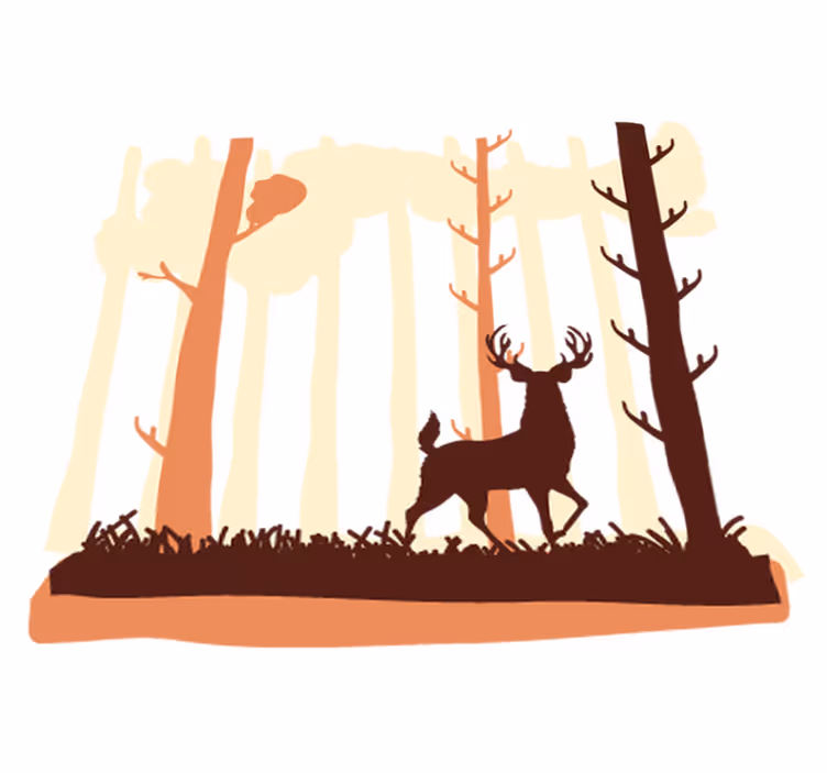 Vinyylimatto makuuhuoneeseen metsä ja hirvi - Tenstickers