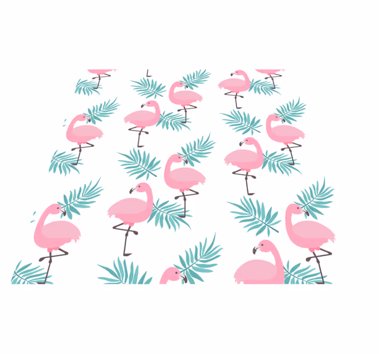 Vinyylimatto makuuhuoneeseen trooppisella flamencokuviolla - Tenstickers