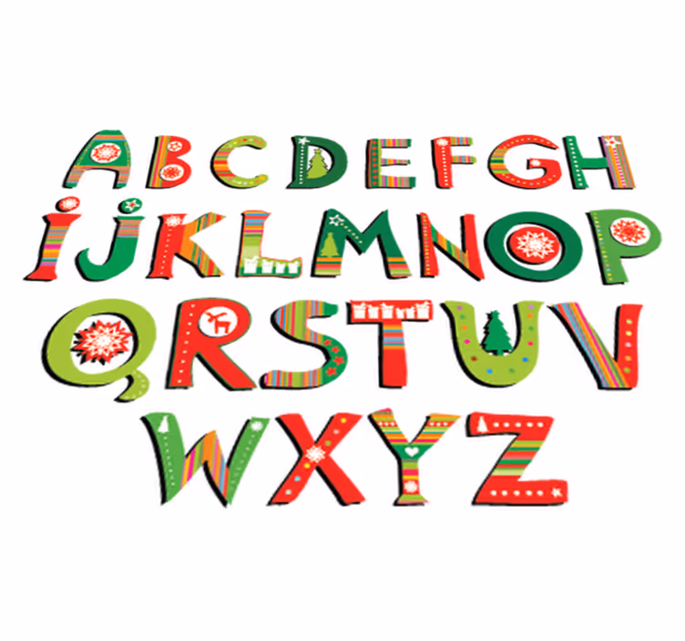 Vihreä ja punainen aakkosto lastenhuone vinyylimatto - Tenstickers