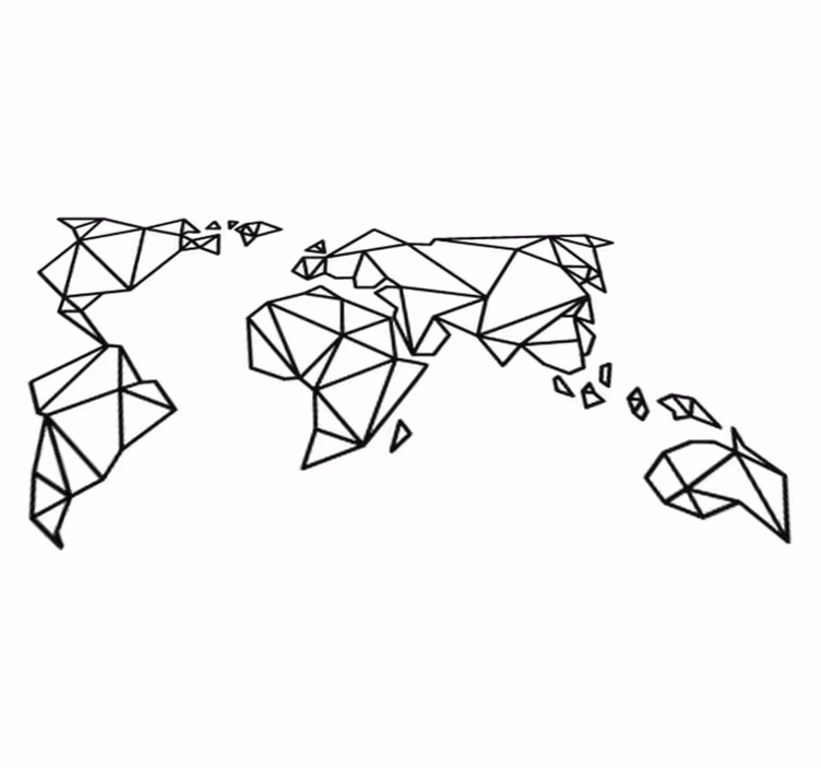 Maailmakartta origami vinyylimatto - Tenstickers