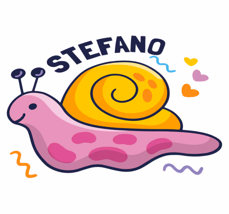 Värikäs etana nimellä lastenhuone vinyylimatto - Tenstickers
