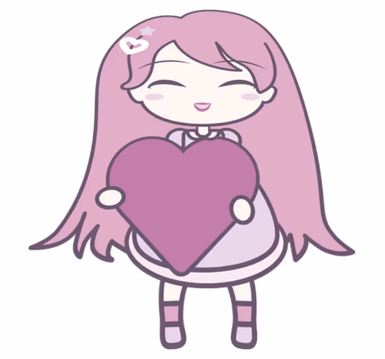 Anime tyttö tuomassa rakkautta lastenhuone vinyylimatto - Tenstickers