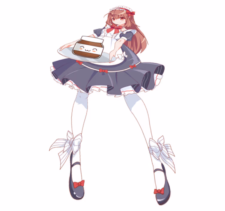 Anime tyttö nutellan kanssa lastenhuone vinyylimatto - Tenstickers
