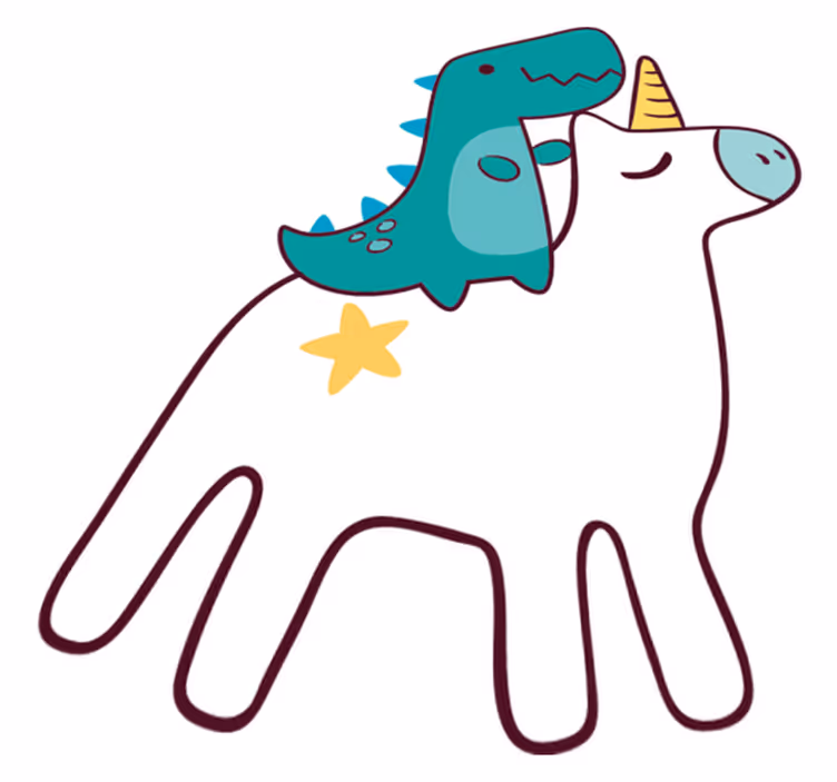 Lastenhuone vinyylimatto yksisarviset ja dinosaurukset - Tenstickers