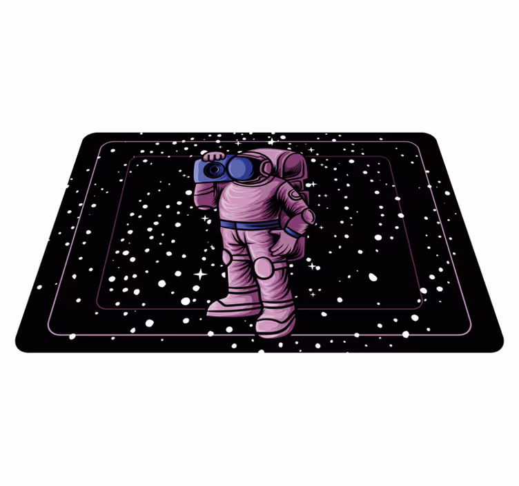 Lastenhuone vinyylimatto astronautti radiokasetti - Tenstickers
