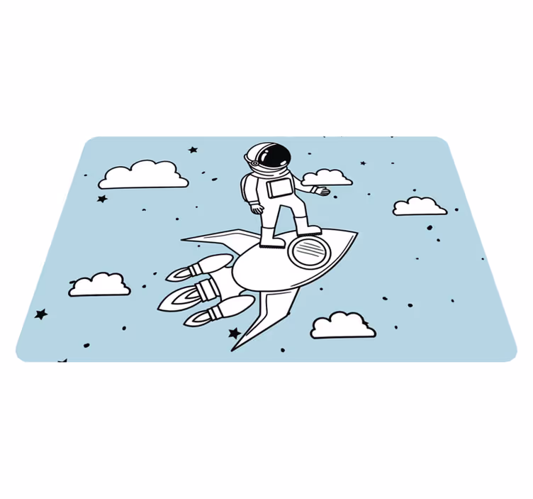 Rakettiastronautti ja tähdet lastenhuone vinyylimatto - Tenstickers