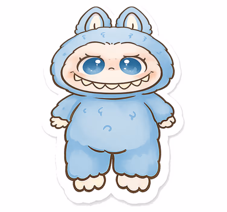 Sininen monsterinukke lastenhuone vinyylimatto - Tenstickers