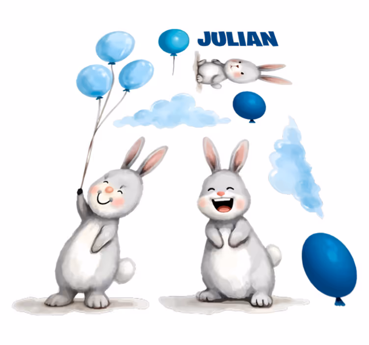 Siniset ilmapallot pupuilla lastenhuone vinyylimatto - Tenstickers