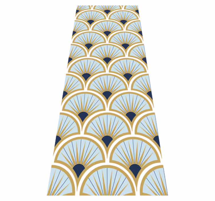 Kylpyhuoneen vinyylimatto art deco sinisissä sävyissä - Tenstickers