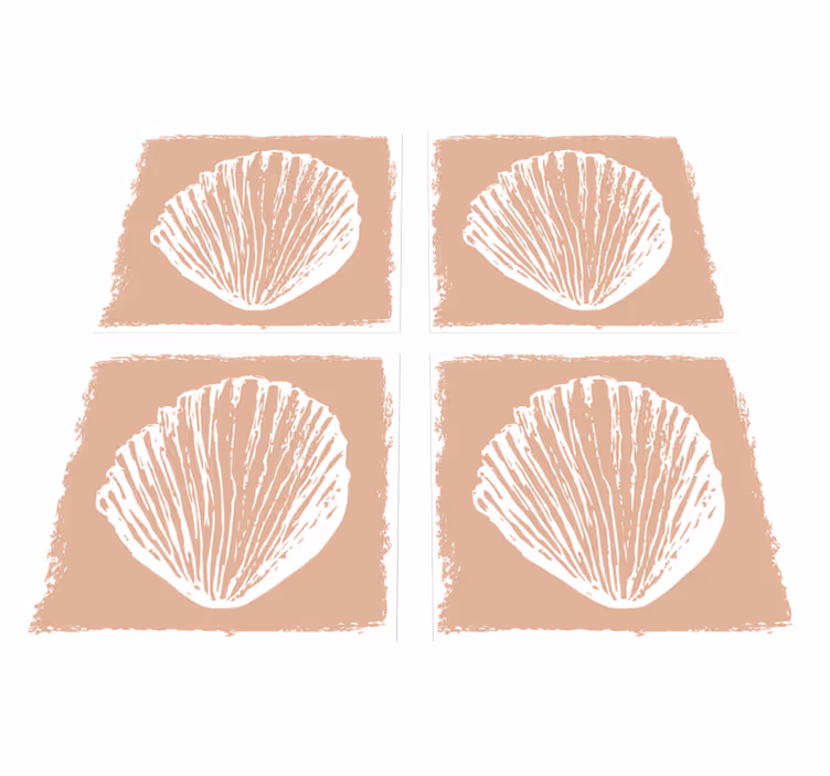 Retro simpukkakuviot beige laatat kylpyhuoneen vinyylimatto - Tenstickers