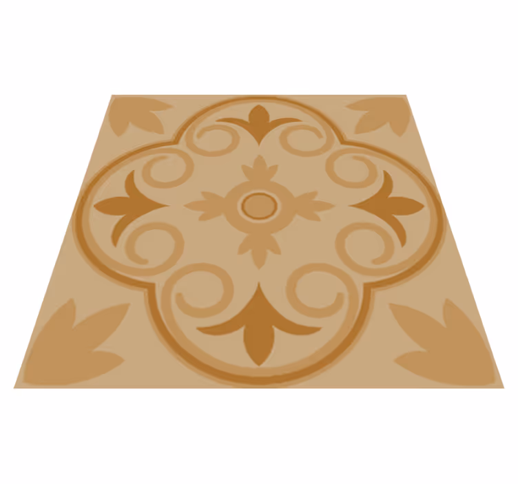Beige vintage kukkakuosi keittiön vinyylimatto - Tenstickers