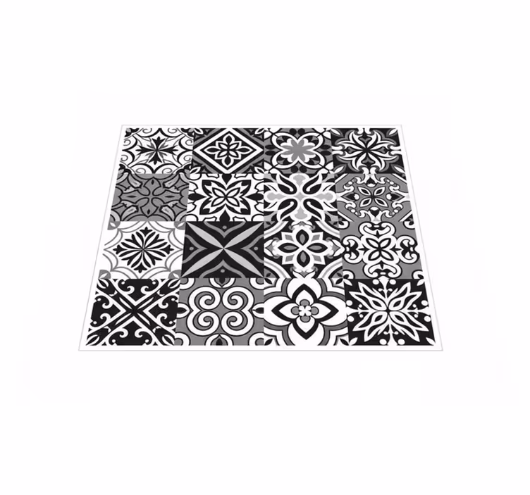 Tumman musta kontrasti geometria keittiön vinyylimatto - Tenstickers