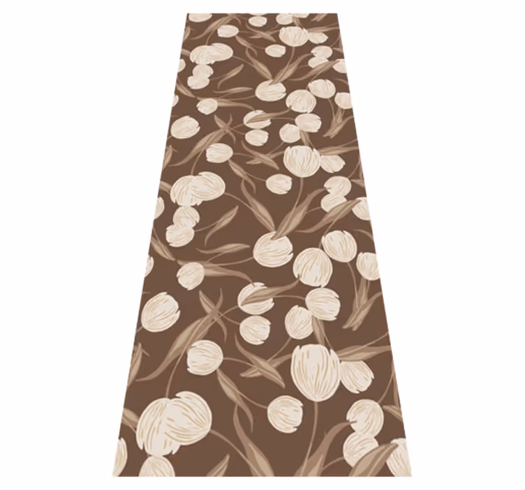 Vinyylimatto makuuhuoneeseen elegantti beige tulppaanikuvio - Tenstickers