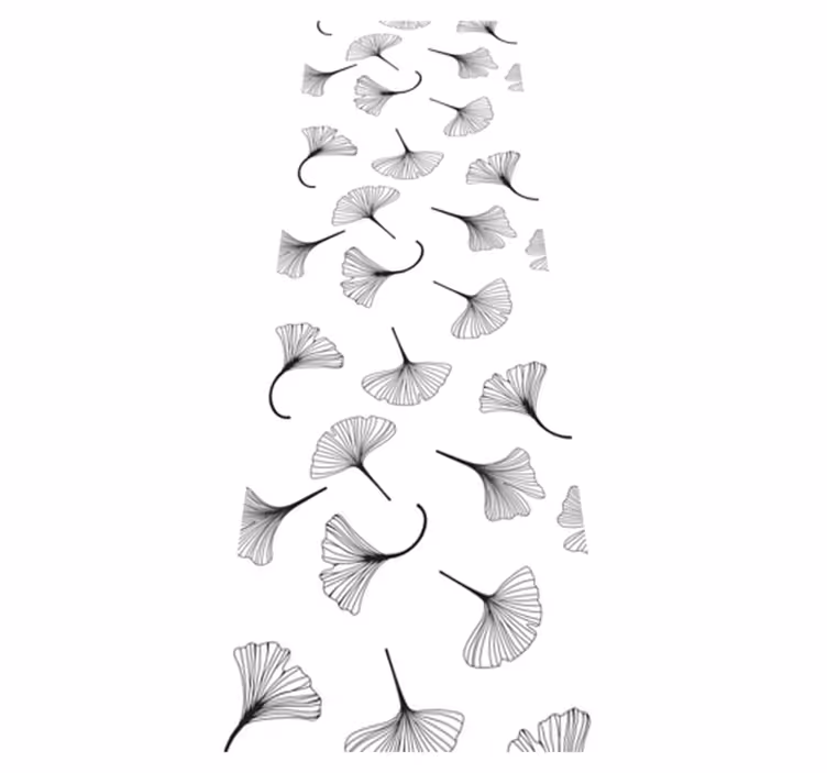 Toimiston vinyylimatto ginkgo-lehtikuviolla mustana - Tenstickers