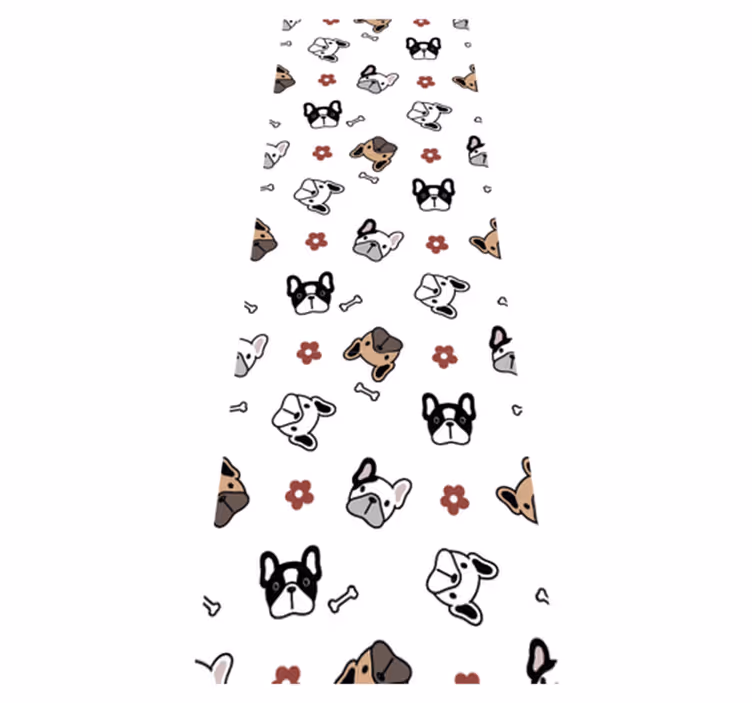 Kukat ja ranskanbulldogit vinyylimatto makuuhuoneeseen - Tenstickers