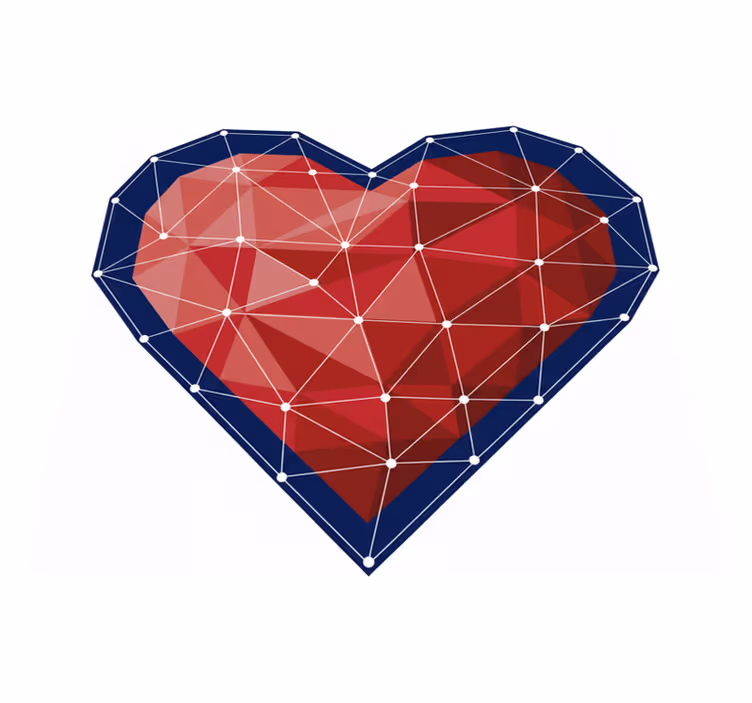 Vinyylimatto makuuhuoneeseen geometrinen sydänorigami-tarra - Tenstickers