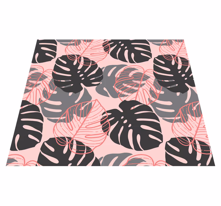 Vaaleanpunainen ja harmaa monstera vinyylimatto - Tenstickers