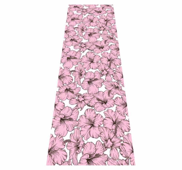 Luonto vinyylimatto vaaleanpunainen kukka hibiskuskuvio - Tenstickers