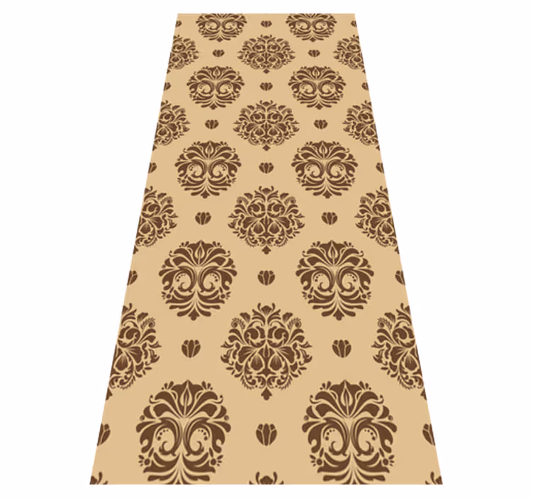 Beige vintage damask -tyylinen vinyylimatto - Tenstickers
