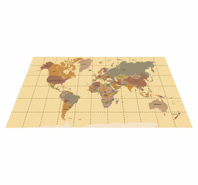 Beige retro maailmakartta vinyylimatto - Tenstickers
