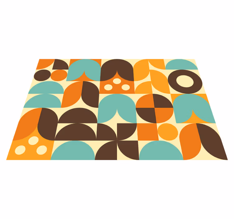 Vintage vinyylimatto geometriset 70-luvun abstraktit muodot - Tenstickers